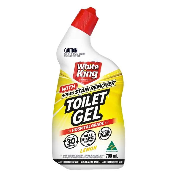 White King Toilet Gel With Added Stain Remover LEMON 700mL